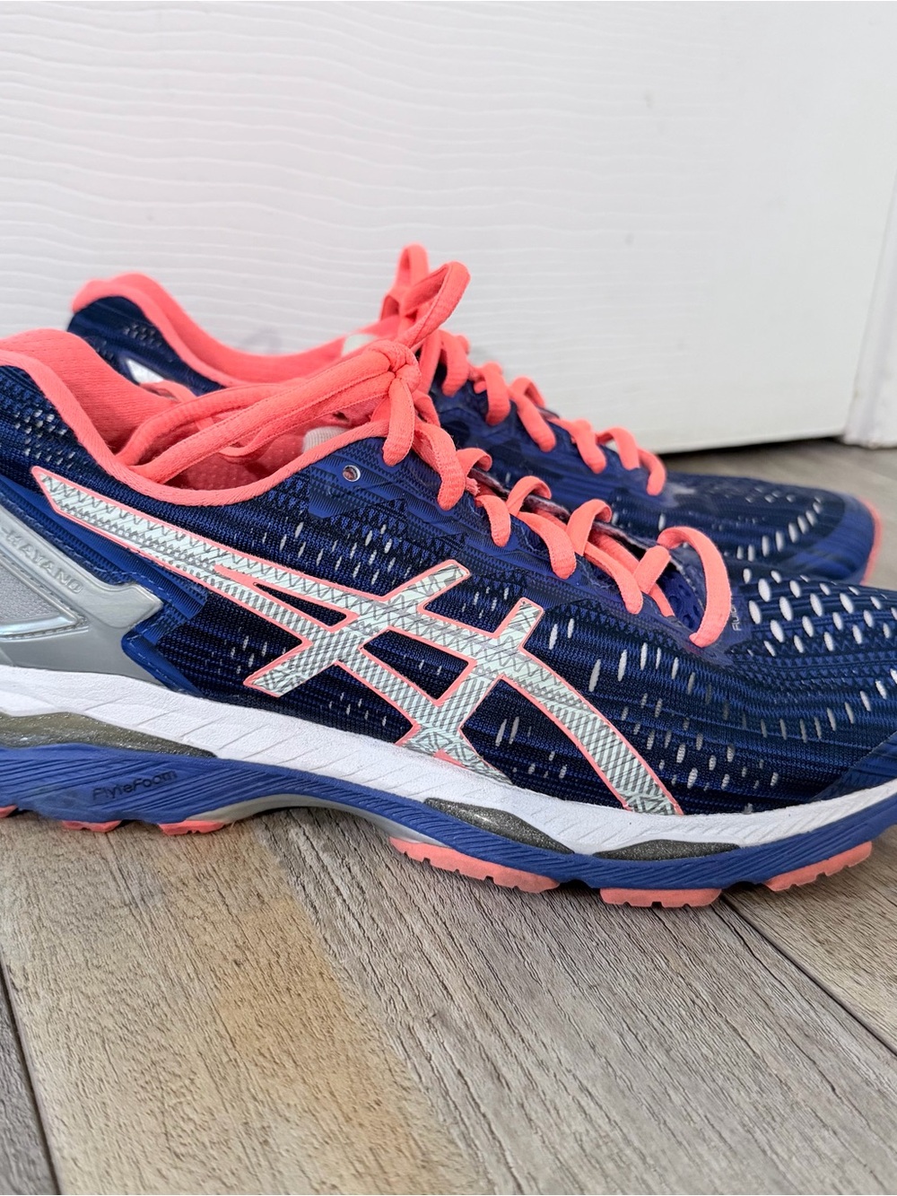 ASICS Women's Navy and Coral Athletic Running Shoes